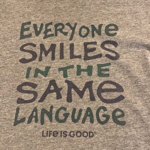 Mens Life is Good T-shirt, Large, grey